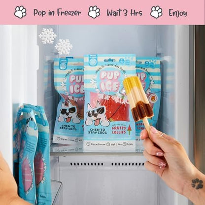 SPOT Pup Ice Dog Treats – Freeze-at-Home Edible Chews for Medium Breed Dogs & Puppies, Banana & Carob Flavor (No Chocolate), 2ct Rocket Lollies with Real Chicken