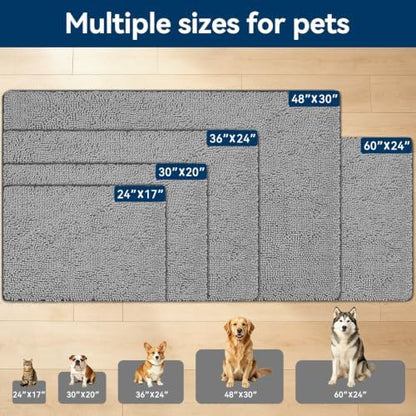 Bcoimo Super Absorbent Dog Door Mat, 30"*20" Anti Slip Mat for Muddy Paws