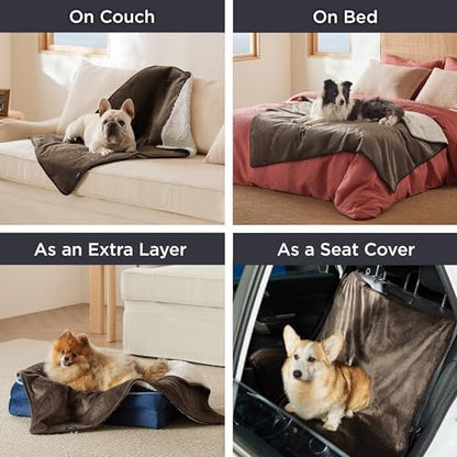 Bedsure Waterproof Blanket for Bed Soft Sherpa Fleece Throw,Queen 90x86