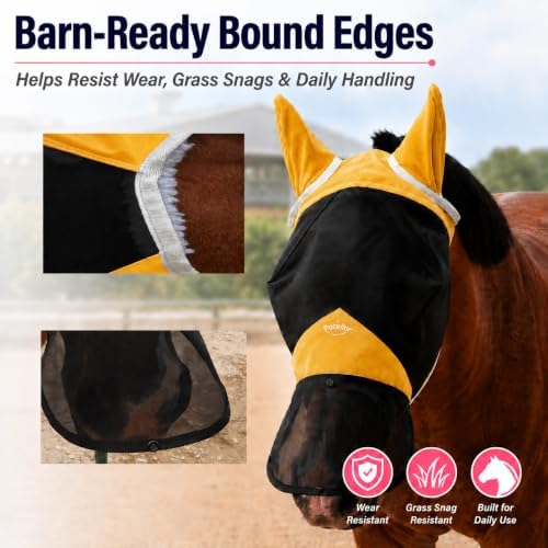 Horse Fly Mask for Horses with Ears and Nose Cover