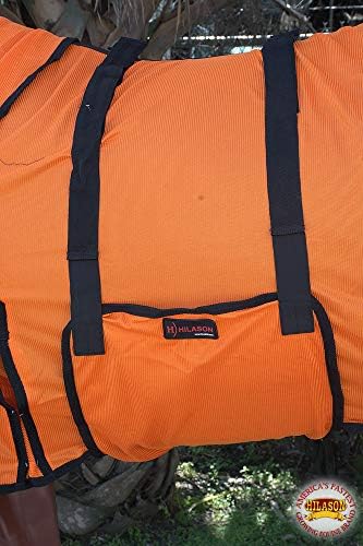 HILASON 66 in Orange Horse Fly Sheet UV Protect Mesh