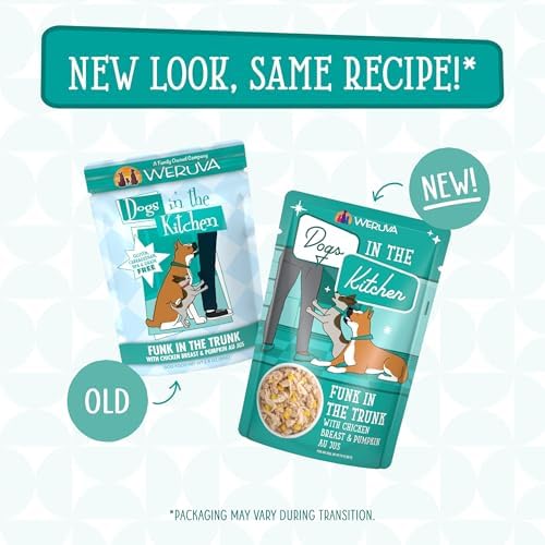 Weruva Dogs in The Kitchen, Funk in The Trunk with Chicken Breast & Pumpkin Au Jus Dog Food, 2.8Oz Pouch (Pack of 12)