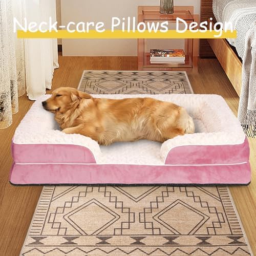 Orthopedic Dog Beds Medium Large Sized Dog, Dog Sofa Bed, Pet Beds(Pink, L)