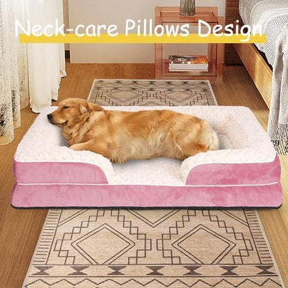 Orthopedic Dog Beds Medium Large Sized Dog, Dog Sofa Bed, Pet Beds(Pink, L)