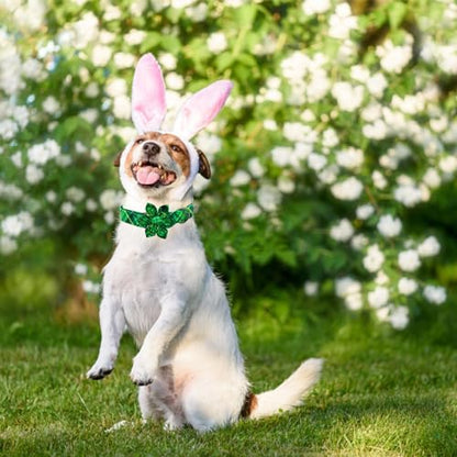 Dog Collar - St. Patrick's Day Dog Collars with Flower Adjustable Girl Pet Gift Collar for Medium Small Large Dogs