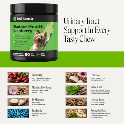 Pet Honesty Vet Recommended Cranberry Supplement for Dogs, 90 Ct, Bacon