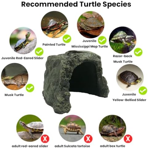 Reptile Rock Hide Cave Tortoise Hideout Turtle Basking Rock Snake Hide Habitat for Amphibian Lizard Fish Bearded Dragon Leopard Gecko