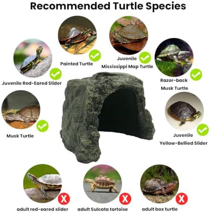 Reptile Rock Hide Cave Tortoise Hideout Turtle Basking Rock Snake Hide Habitat for Amphibian Lizard Fish Bearded Dragon Leopard Gecko