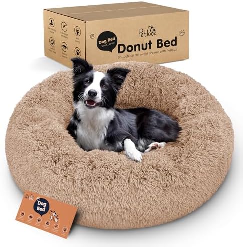 Calming Donut Dog Bed for Small Dogs, Round Dog Bed for Medium & Large Dogs