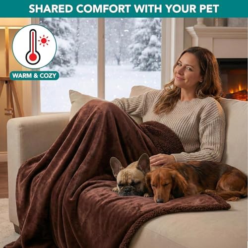 PetAmi Waterproof Dog Blanket for Medium Large Dog Pet, 60x40 Brown Sherpa