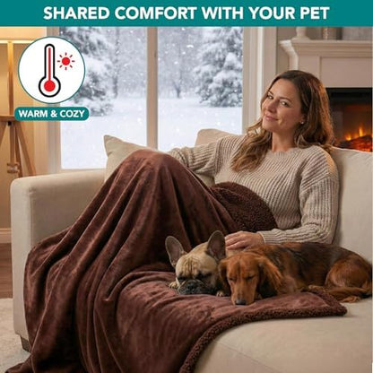 PetAmi Waterproof Dog Blanket for Medium Large Dog Pet, 60x40 Brown Sherpa