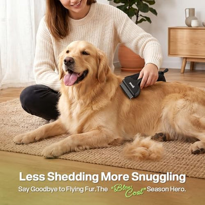 Self-Cleaning Deshedding Dog Cat Brush, Thick Double Coat Undercoat Rake
