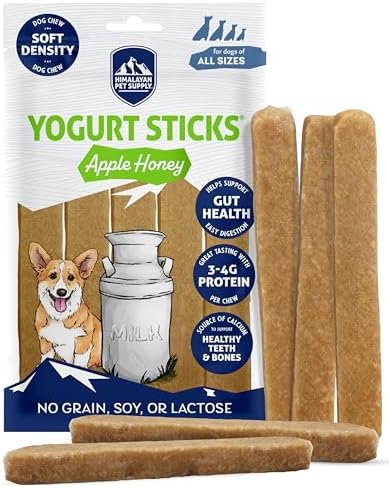 Himalayan Dog Chew Yogurt Sticks, Probiotic Treats, Apple Honey, 5 Treats