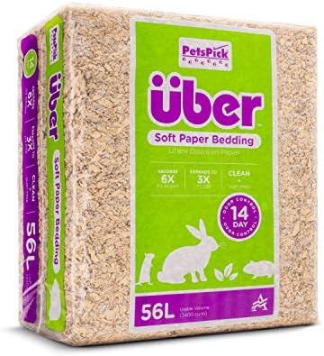 PETSPICK Uber Soft Paper Pet Bedding for Small Animals, Natural, 56L