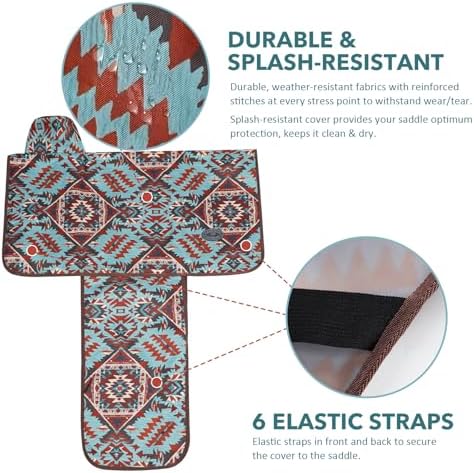 Harrison Howard Sturdy Waterproof Western Saddle Cover with Stylish Prints That Stand Out Keep Your Saddle in Pristine Condition Perfect for Showing or Riding Events-Aztec Plains