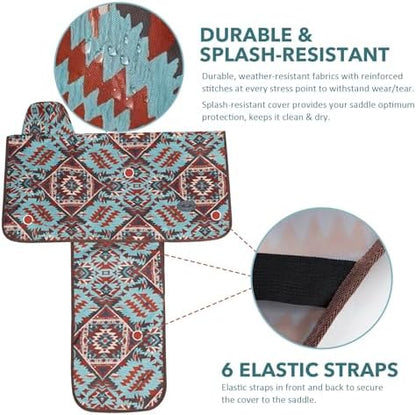 Harrison Howard Sturdy Waterproof Western Saddle Cover with Stylish Prints That Stand Out Keep Your Saddle in Pristine Condition Perfect for Showing or Riding Events-Aztec Plains
