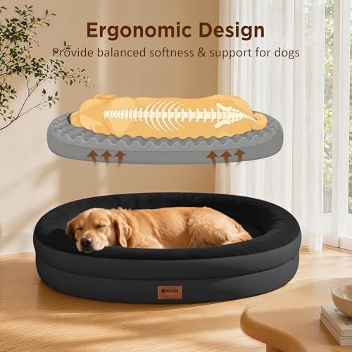 Waterproof Orthopedic Dog Bed for Medium Dogs, Black