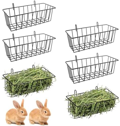 6 Pack Hay Feeder Rabbit with Hooks Heavy Duty, 9x4x3 Inch