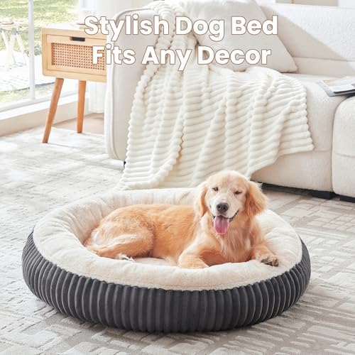36 inches Calming Donut Dog Bed for Large Dogs,Charcoal