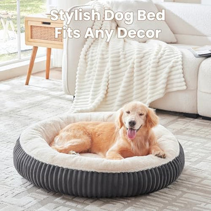 36 inches Calming Donut Dog Bed for Large Dogs,Charcoal