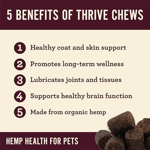 Hemp Well Thrive Chews for Dogs – Support Hip, Joint, and Heart Health, Promotes Immune and Skin Health, Organic. – 8 Count
