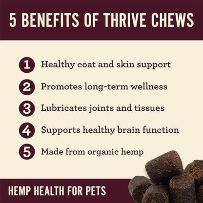 Hemp Well Thrive Chews for Dogs – Support Hip, Joint, and Heart Health, Promotes Immune and Skin Health, Organic. – 8 Count