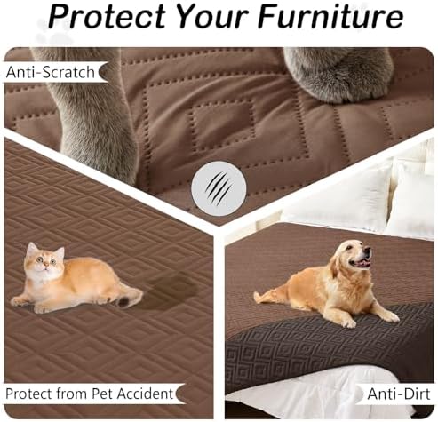 hyha Waterproof Reversible Dog Blanket, Pet Blanket for Sofa Couch