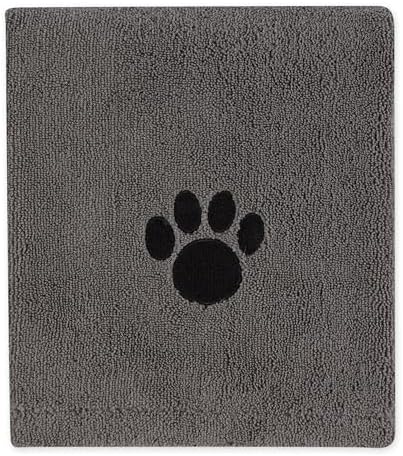 Bone Dry Pet Grooming Towel Collection Absorbent Microfiber X-Large, 41x23.5", Embroidered Gray