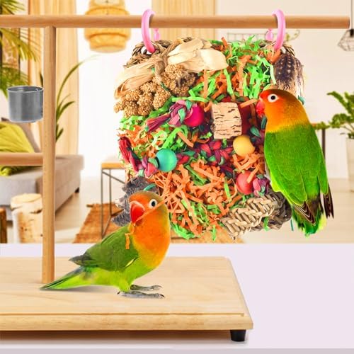 KATUMO Bird Toys, Grass Mat Shredding Hanging Toy for Budgie Parakeet