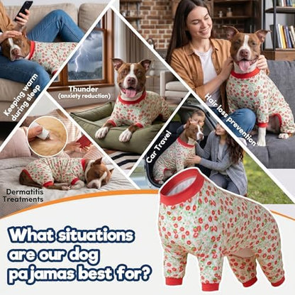 LovinPet Pajamas for Big Dogs, Pitbull Clothes, Pink Granny Print, L