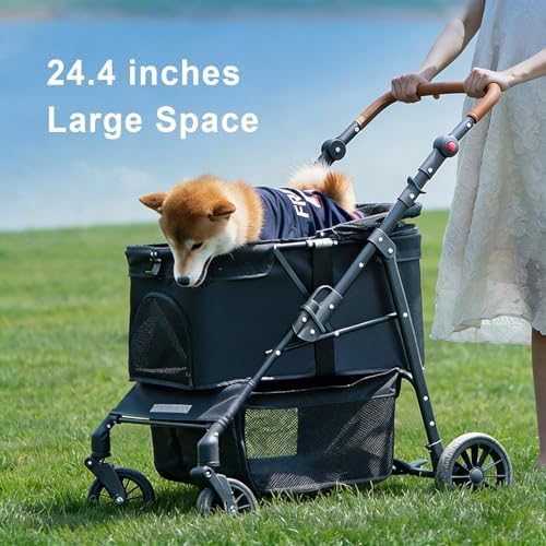 Medium Dog Stroller for Large Dogs, Pet Stroller Up to 80lbs