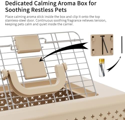 RIZZARI Beige Dog Carrier: Portable Pet Crate for Travel & Home Use
