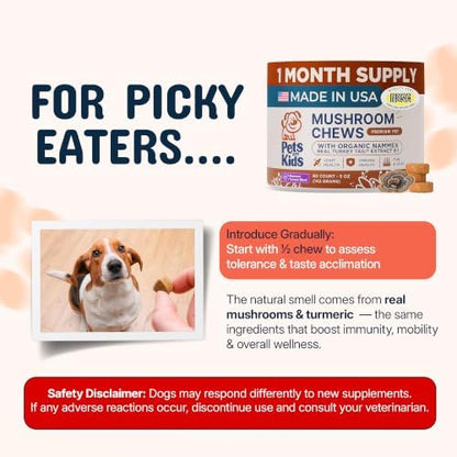 Pets are Kids Turkey Tail Mushroom for Dogs, Gut, Skin and Joint Support