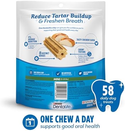 Dentalife Purina Daily Oral Care Dental Dog Treats for Small Dogs, 58 ct