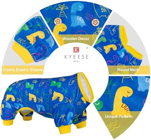 KYEESE Velvet Dog Pajamas for Large Dogs Onesie for Daily Wear, Dinosaur