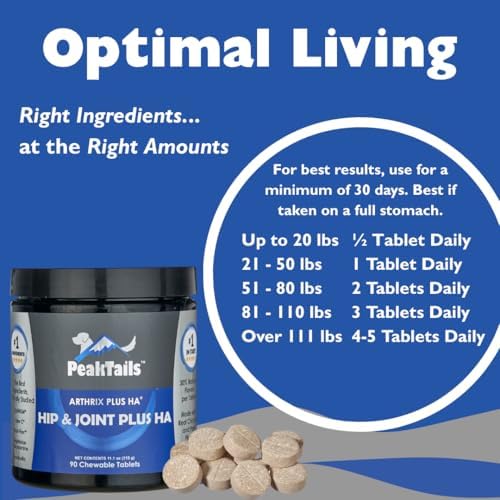 Kala Health PeakTails Vet-Formulated Hip & Joint Plus HA for Dogs, 90 Count