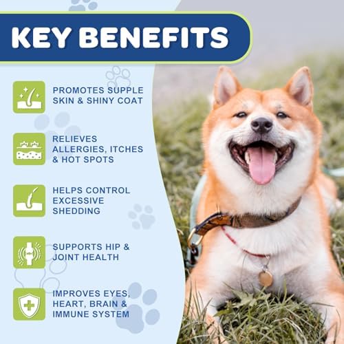 NATURE TARGET Omega 3 Salmon Oil for Dogs, Skin & Coat Health, 180 Count