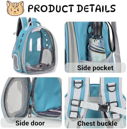 Cat Backpack Carrier Bubble Carrying Bag (Blue)