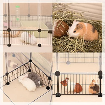 DINMO 28 Panels Bunny Playpen, Iron Net Bottom, 61.4" L x 25.4" W x 22.3" H