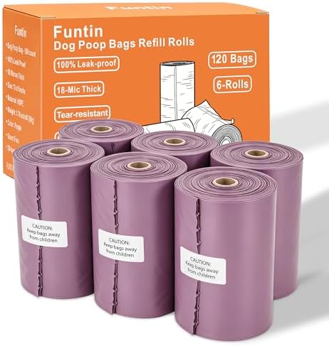 Funtin Dog Poop Bags, 120ct Extra Thick 1.8mil Unscented Waste Bag Rolls
