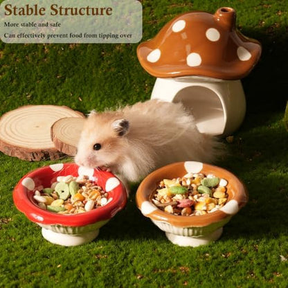 2 Pack Ceramic Hamster Food Bowl Anti-Tip Chew-Proof Water Dish