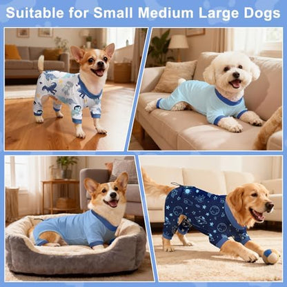 Bienbee Dog Pajamas, 4 Pack Adjustable Onesies for Small to Large Dogs L