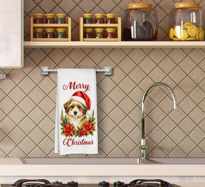Christmas Shih Tzu Kitchen Dish Towels Dishcloth 16x24 Inch