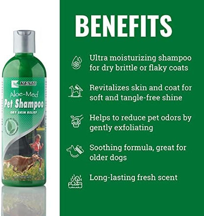 Kenic Aloe-Med Moisture Rich Conditioning Pet Shampoo – Restorative Aloe Blend for Hydration & Shine, Soap & Paraben-Free, Made in USA