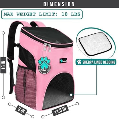 PetAmi Cat Backpack Carrier for Small Dogs and Large Cats, Airline Approved