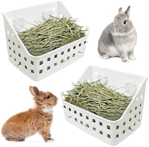 kathson 2PCS Rabbit Hay Feeder for Cages Bunny Hay Manger Holder Guinea Pig Hay Container for Small Animal Chinchilla Ferret Cage Accessories (7.5 X 4.7 X 5.5 inch)
