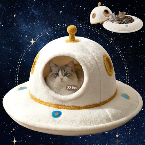 Cat House for Indoor Cats - 2 in 1 UFO Large Cat Bed Cave