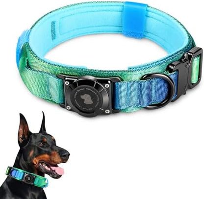 2026 Upgrade Waterproof Tactical AirTag Dog Collar, Built in AirTag Holder