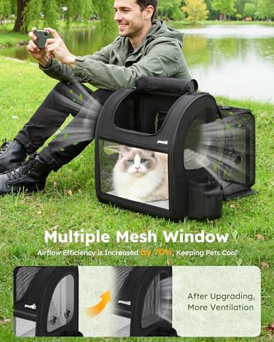 pecute Cat Backpack Expandable, Cat Carrier Backpack Acrylic Window, XL