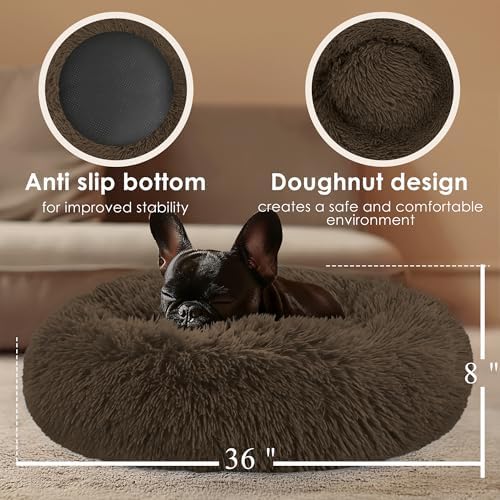 Extra Large Dog Beds, 36in Human Dog Anxiety Relief Comfort Bed (Coffee)